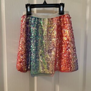 H&M Rainbow Sequin Skirt Elastic Waist Girls Size 7-8 years